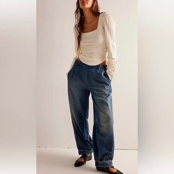 We The Free Size L Oslo Pull On Jeans Slouchy Balloon Legs OB1720787 - Picture 1 of 7